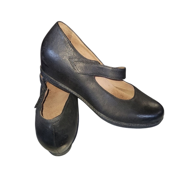 Dansko Roxanne Black Nubuck Leather Comfort Mary Jane Wedge Shoes Sz EU 41 US 10 - Picture 7 of 9